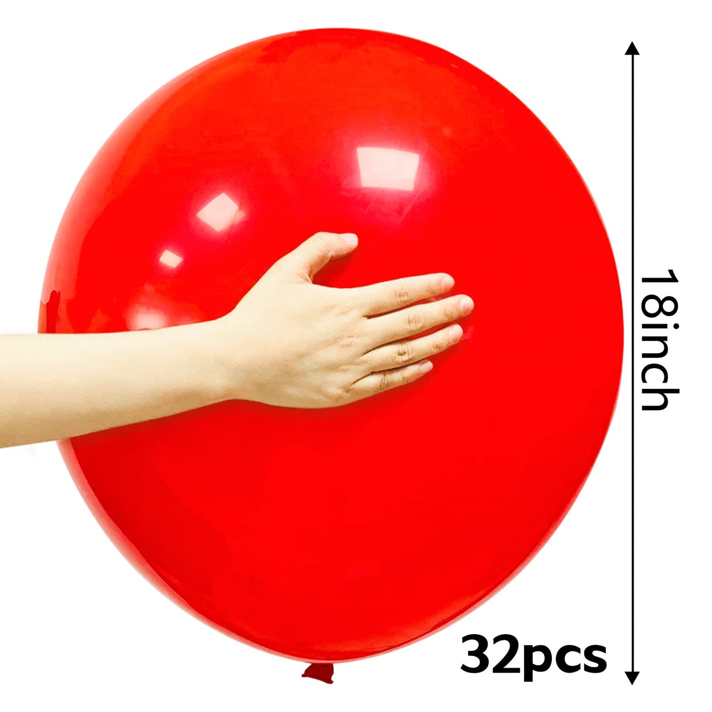 32Pcs Red Big Balloons 18 Inch, Round Large Latex Party Balloons For Birthday Wedding Decorations. (Red)
