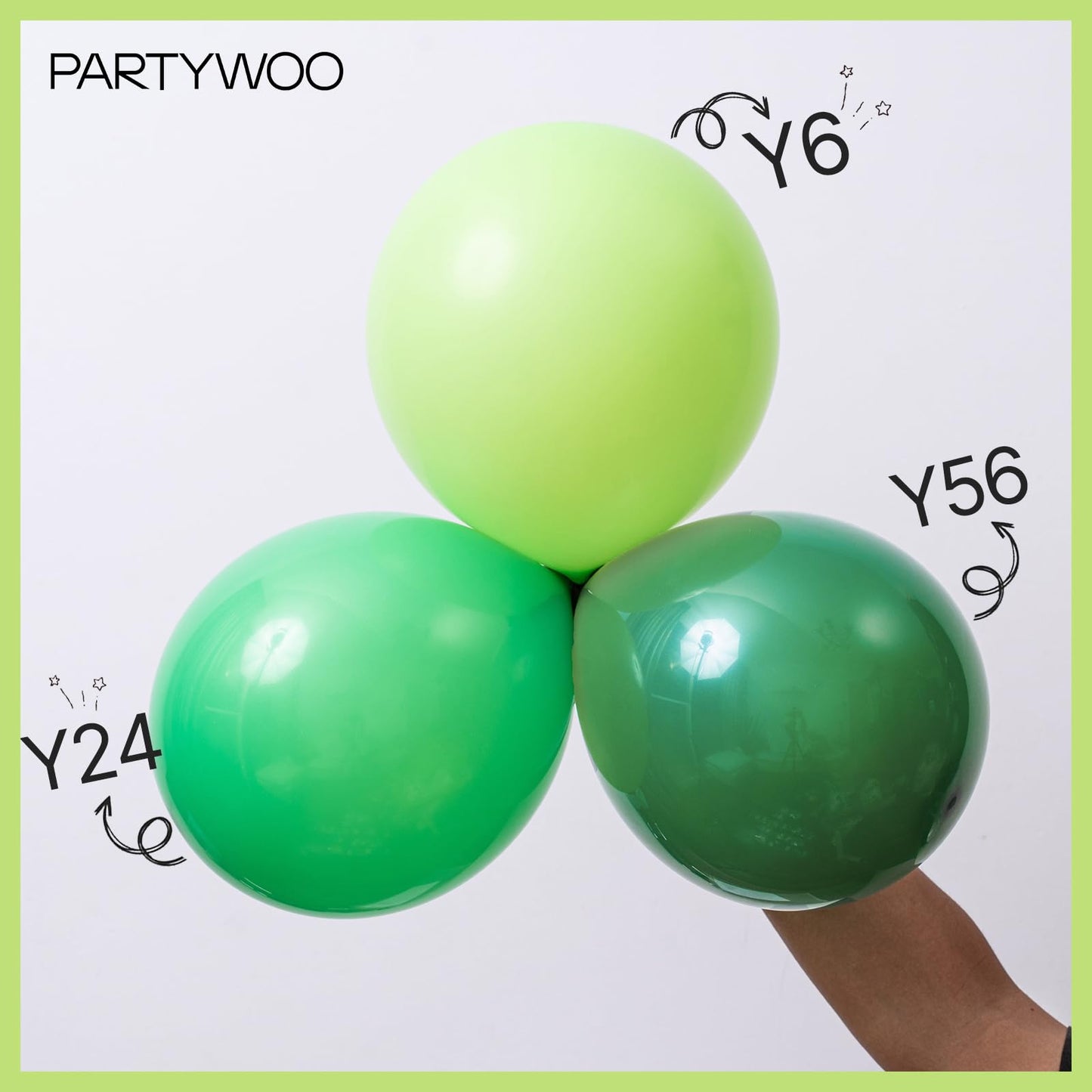 Partywoo Lime Green Balloons, 100 Pcs Green Balloons Different Sizes Pack Of 36 Inch 18 Inch 12 Inch 10 Inch 5 Inch For Balloon Garland As Birthday Decorations, Wedding Decorations, Party Decorations