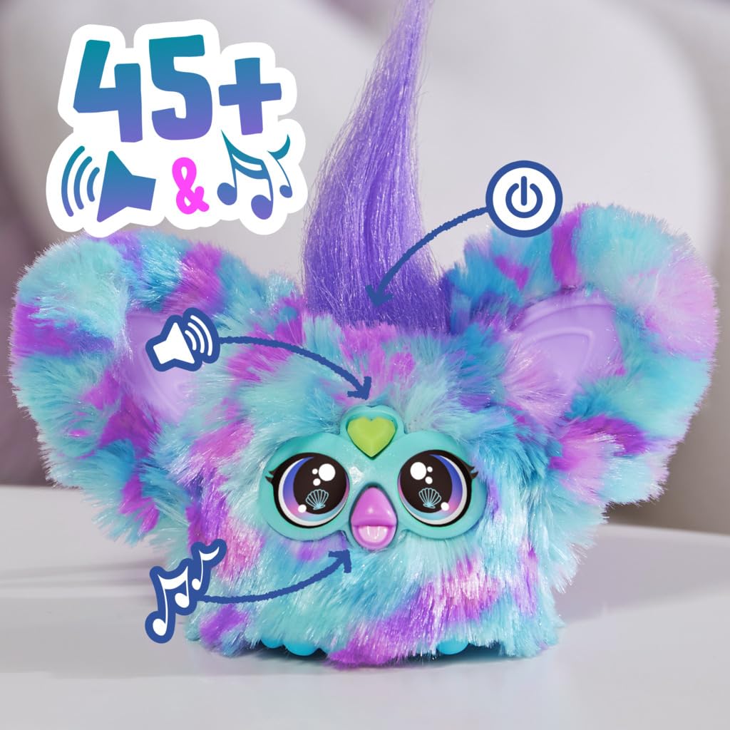 Furby Furblets Mer-May Mini Friend, 45+ Sounds, Ocean Music, Speaks Only Furbish, Electronic Plush Toys For Girls & Boys, Interactive Pets, Multicolor, 6+