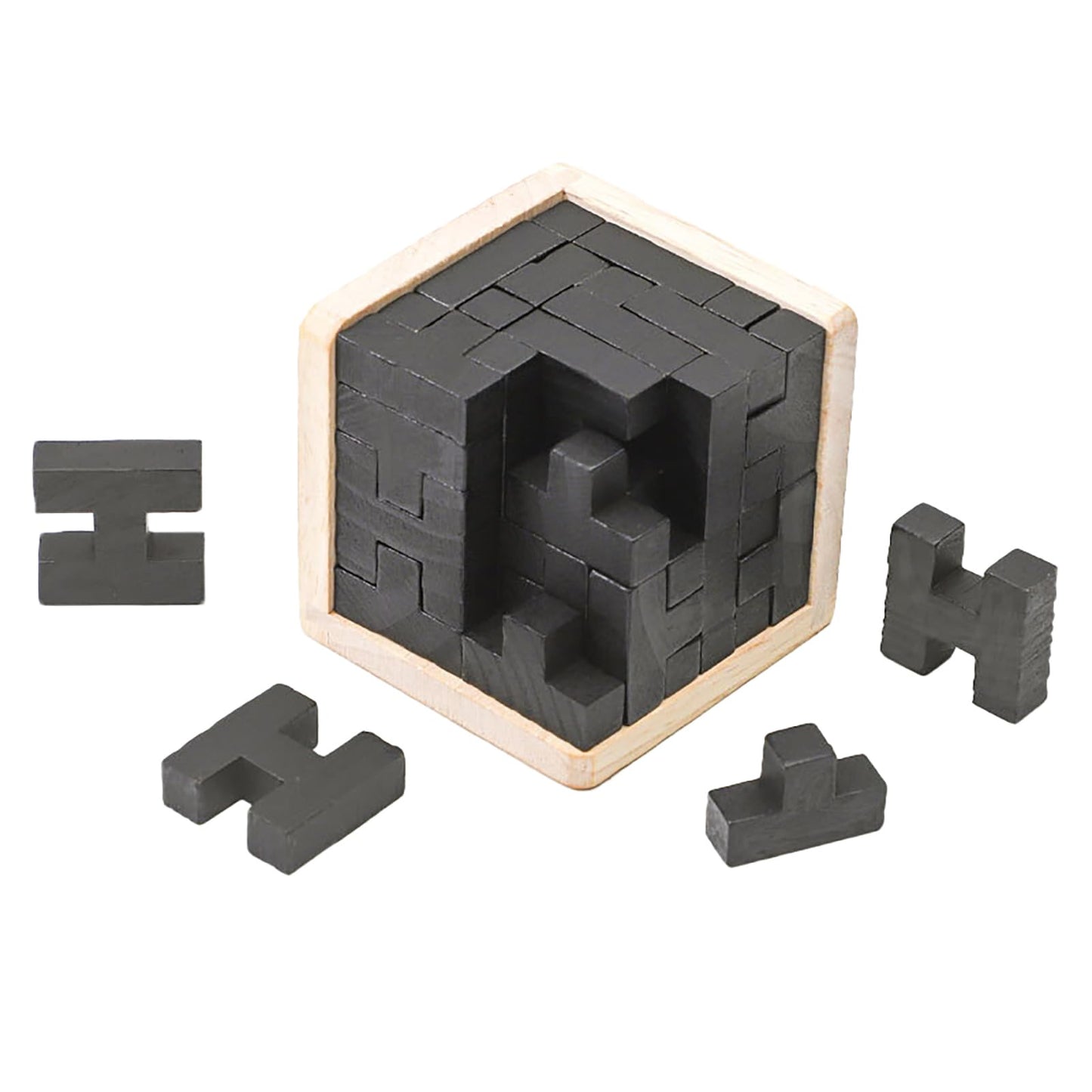 Wooden Brain Teaser Puzzle Cube Wooden Puzzles T-Shaped Jigsaw Logic Puzzle Educational Toy For Kids And Adults By Ahyuan (T And H Shape Black)