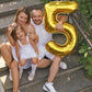 Gold 40 Inch Large Number 5 Birthday Balloon, Five 5Th 15 25 35 50 55 Birthday Celebration Decorations, Foil 5 Mylar Helium Numb