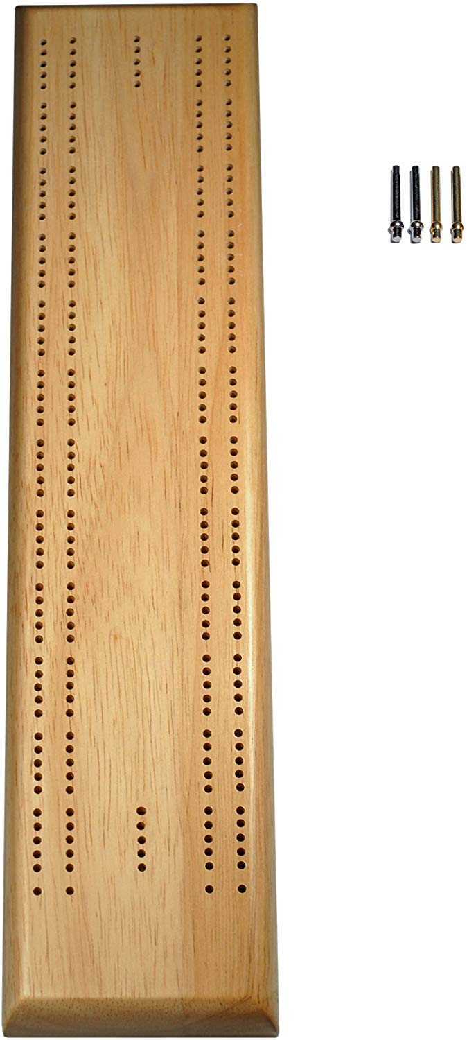 We Games Competition Cribbage Set - Solid Wood Sprint 2 Track Board With Metal Pegs
