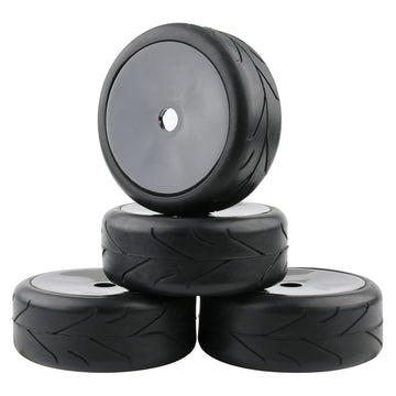 Rchobbytop 1:8 RC Buggy Tires & Wheels & Adaptors & Wrench, Street Tyre 17mm Drive Hub Hard Dish Wheel for On Road Racing Kyosho