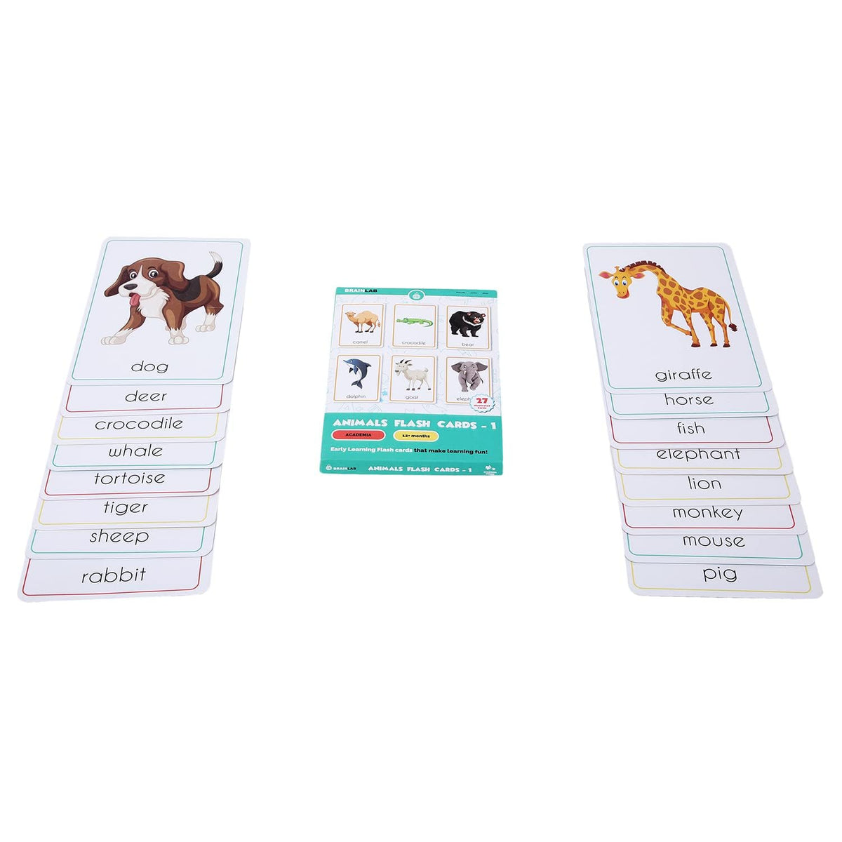 The Brain Lab Early Learning Animal Flash Cards, Illustrated Cards, Educational Learning Set For 12+ Months, Multicolor Paper Ca