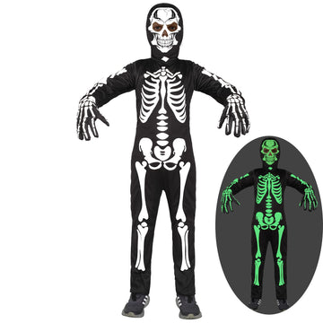 Sicypoty Kids Skeleton Costume Glow In The Dark Halloween Costume For Boys Black 12-14Years