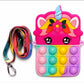 Unicorn Shape Mini Shoulder Pop it Popit Purse Bag Fidget Toys for Girls, Sensory Silicone Fidget Gifts for Kids Girls Womenmul