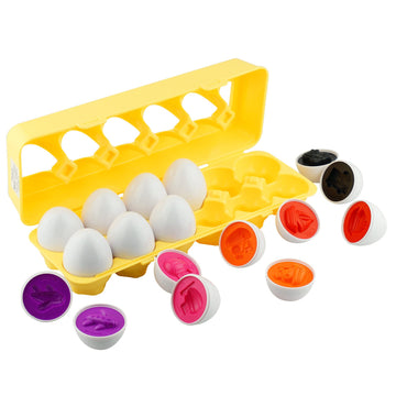 Dimple 12 Vehicle Car Egg Matching Toy Play Matching Eggs Easter Toy W/Holder - Egg Toys For Toddlers Stem Egg Toys - Colors & Shapes Recognition Toys For Kids - Educational Color Sorting Toy Eggs