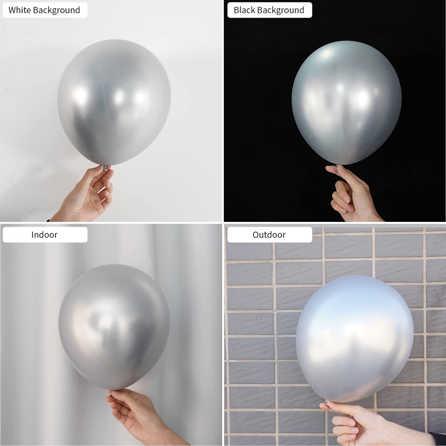 Metallic Silver Balloons Latex Balloon 5 10 12 18Inch Different Sizes 81Pcs Chrome Silver Balloon Kit For Birthday Party Decoration Heilum Balloon Garland Wedding Anniversary