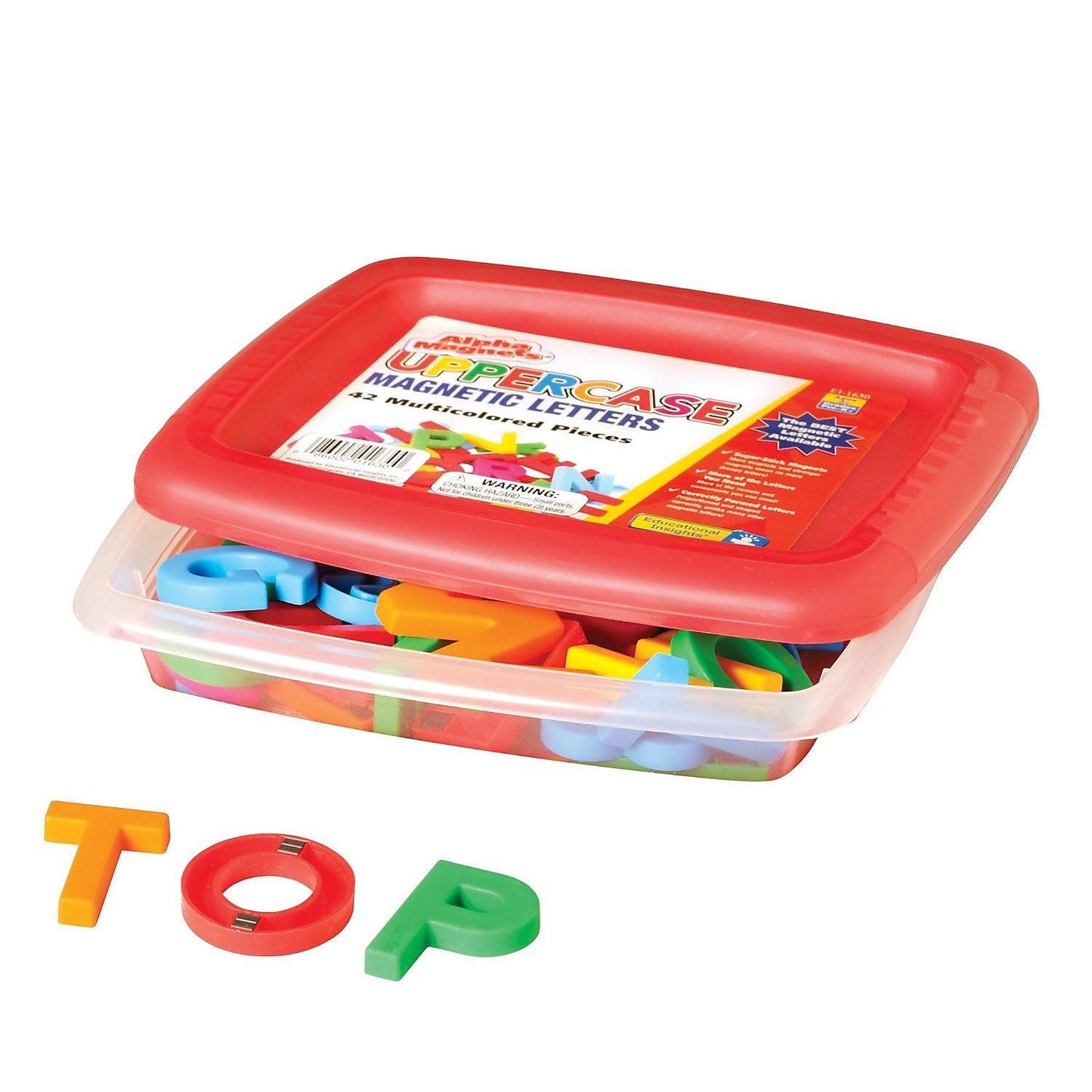 Educational Insights Multicolored Uppercase Alphamagnets , Set Of 42 Uppercase Letters: Perfect For Homeschool & Classroom, Ages 3+