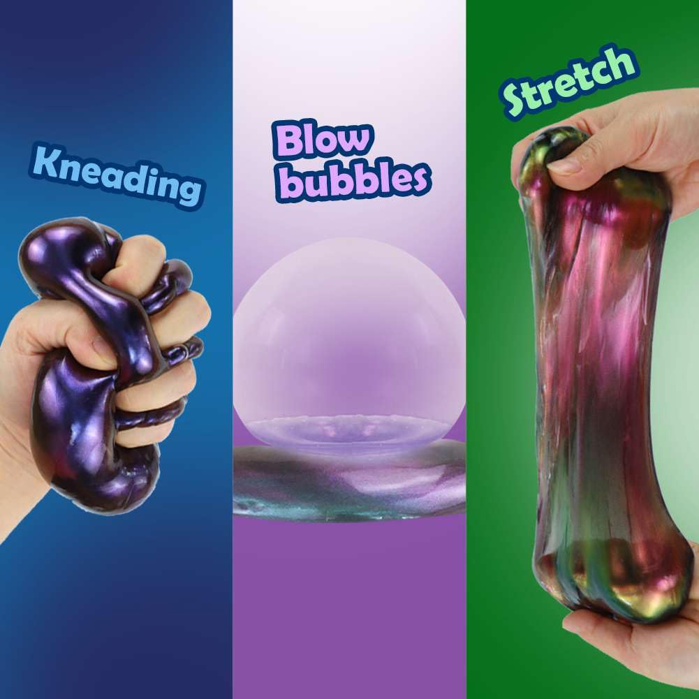Waterelf 3Pcs Polyester Galaxy Slime Kit - Big Egg Slime For Kids Boys Girls Adults - Perfect For Party Favors, Stress Relief Ac