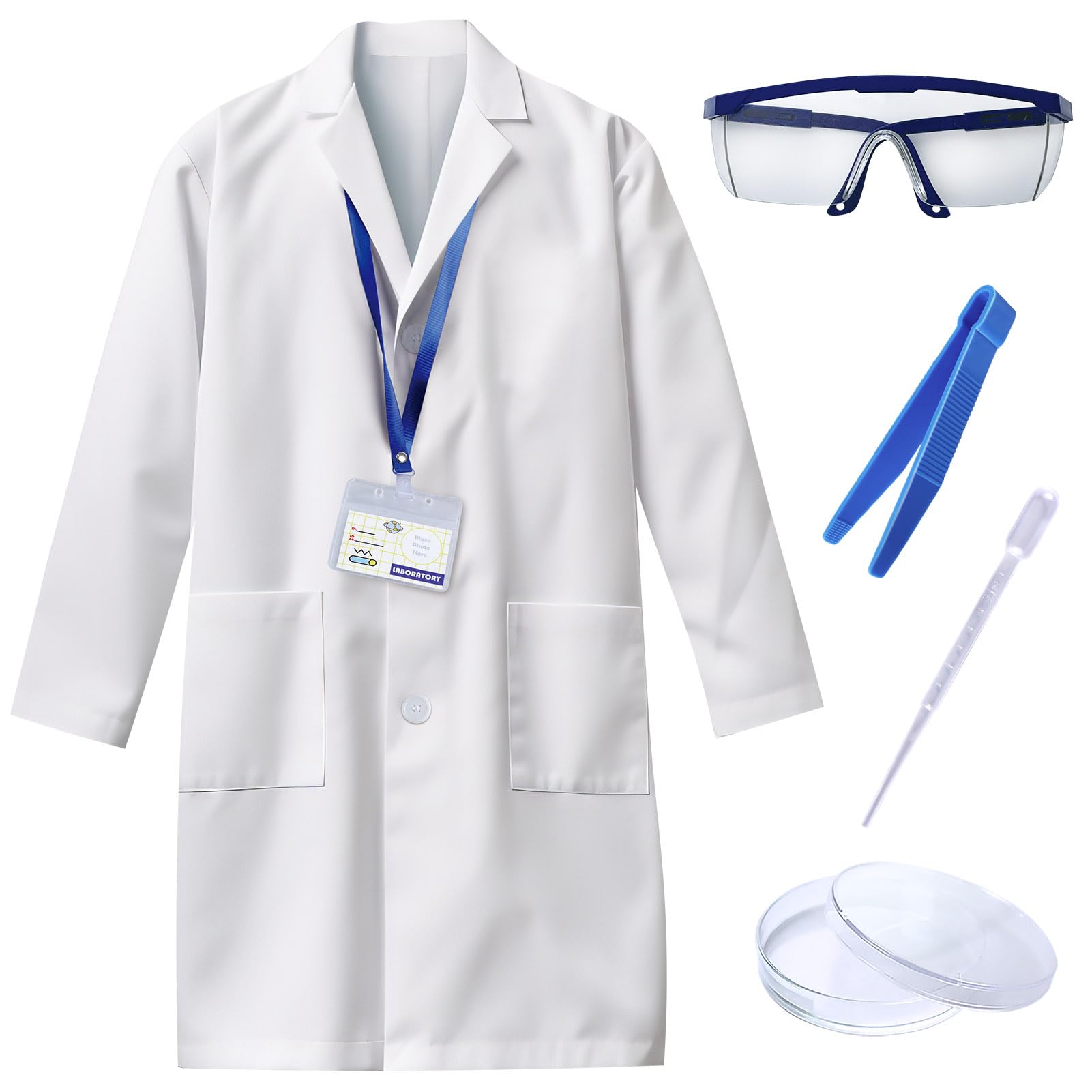 JOPSHEEN Kids Scientist Costume Lab Coat Pretend Play Scientist, Dress Up and Role Play Toys Gift for Boys Girls, with Goggles I