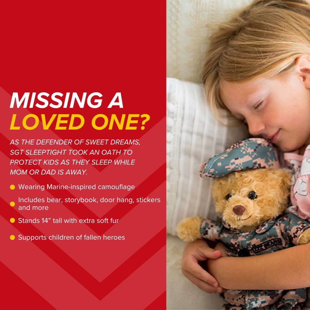 ZZZ Bears SGT Sleeptight Marine Teddy Bear with Storybook & Sleep System, Comforting Gift for Marine Kids, Helps with Bedtime Ro