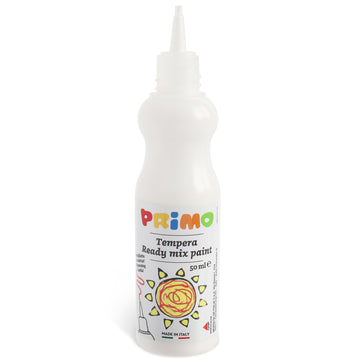 PRIMO Tempera Paint Bottle, 50ml, White, Non-Toxic, Ergonomic, For Young Artists