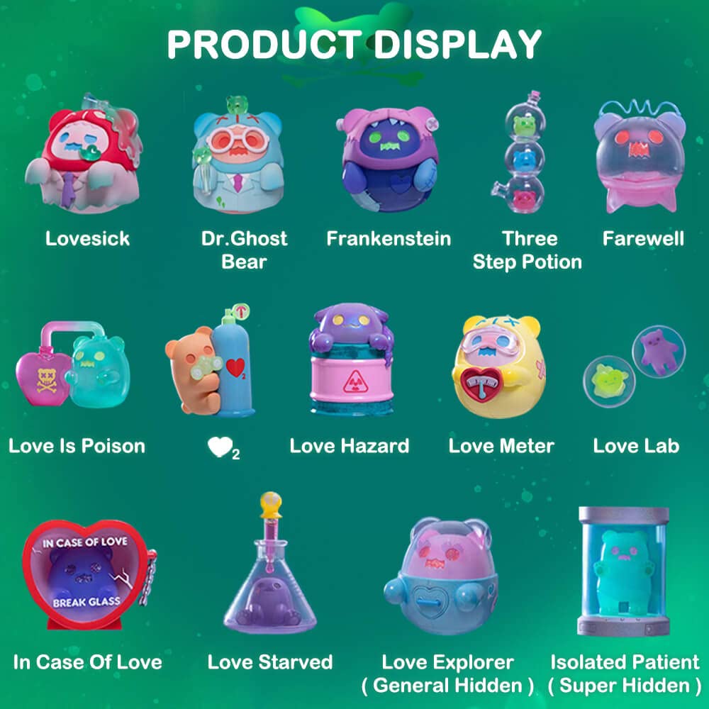 Beemai Ghost Bear Lovesick Lab Series 3Pc (No Repeat) Random Design Cute Figures Desktop Ornament Collectible Toys Birthday Gift