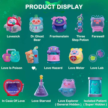 Beemai Ghost Bear Lovesick Lab Series 3Pc (No Repeat) Random Design Cute Figures Desktop Ornament Collectible Toys Birthday Gift