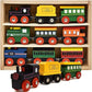 Wooden Train Cars 9 Piece Collection Of Magnetic Trains And Wood Engine And Vehicles Compatible With All Major Brands, A Deluxe