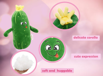 Baboli Adorable Pickle Stuffed Animal Cucumber Plush Plant With Smile Face And Yellow Corolla Pretty Cute Plushie Toy Gifts For Any Pickle Lover 9 Inches (Naughty-S)