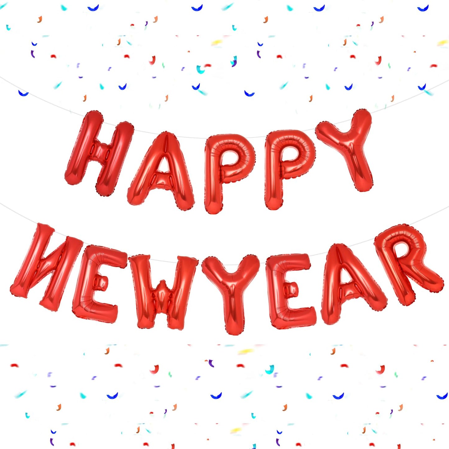 Pigetale Red Happy New Year Balloons, 16 Inch Happy New Years Letter Balloons, Happy New Year Banner, Happy New Year Decorations