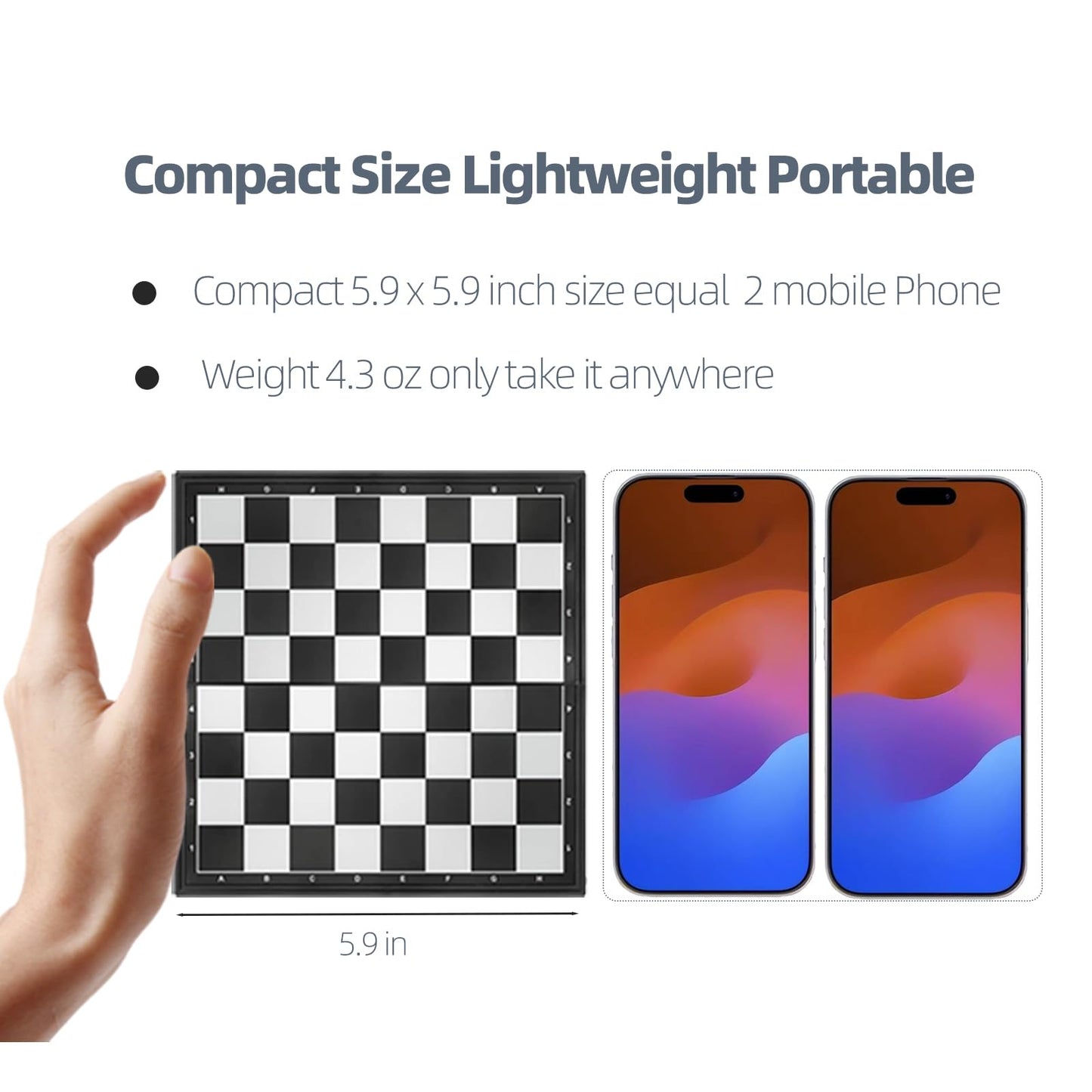 Mini Travel Chess Set Magnetic Vikutu 5.9 Inches Portable Small Folding Chess Board (X-Small)
