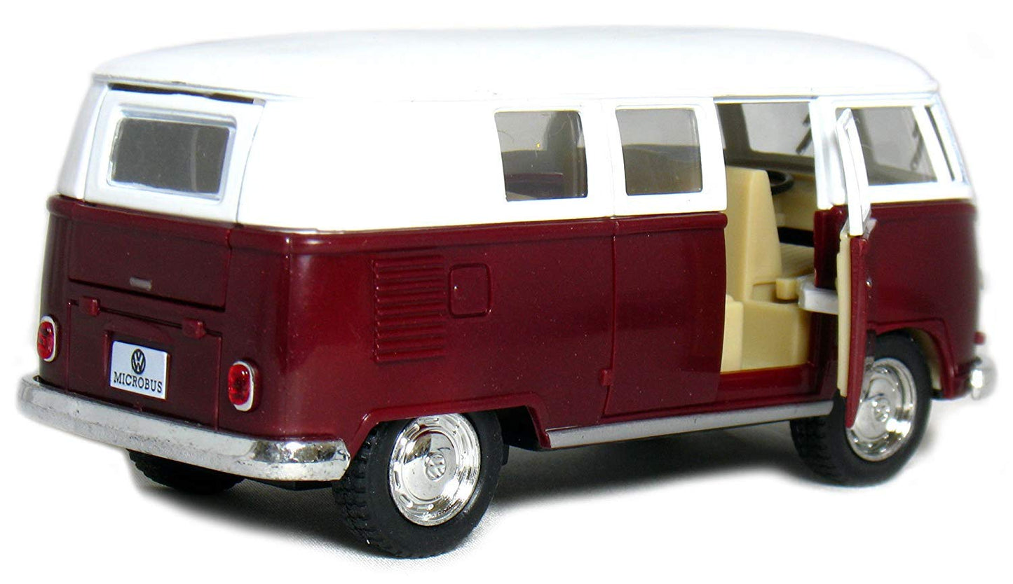 KiNSMART 1962 Volkswagen Classic Bus 1:32 Scale 5'' Die Cast Metal Model Toy Car Maroon