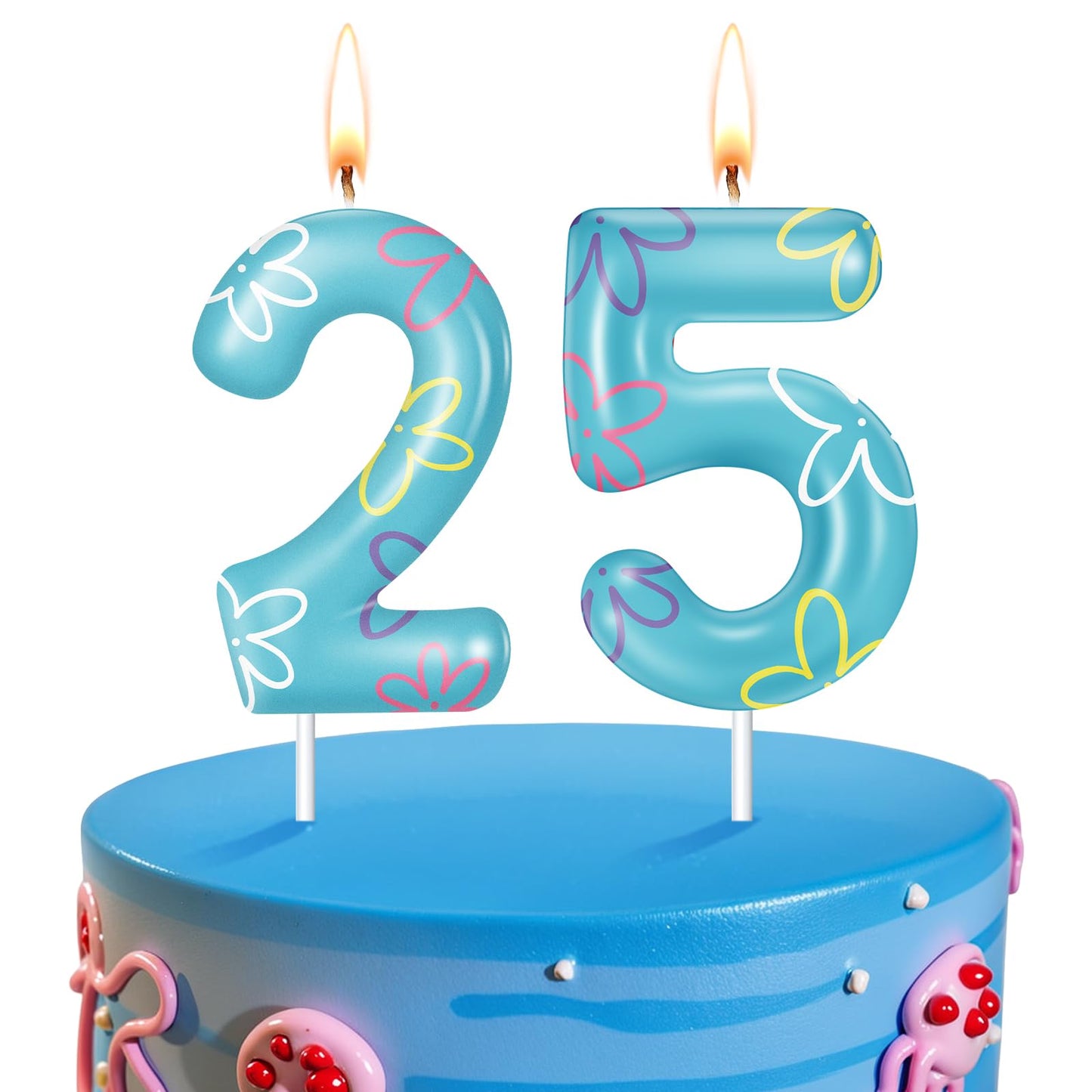 Conelist Sponge 25th Birthday Number Candle for Cake Cute Flower Cloud Decorations Cupcake Toppers Cartoon Numeral Birthday Cake