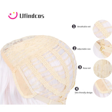 Ufindcos Light Blonde Wigs Long Wavy Curly Blonde Hair Wig Blond Wig With Bangs