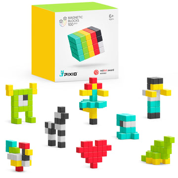 Pixio-100 Magnetic Blocks - Pixel Art Building Toys - Open Ended Toys - Geek Gifts - Geek Toys - Display Desk Toys For Office For Adults - Tiny Toys Magnet Blocks