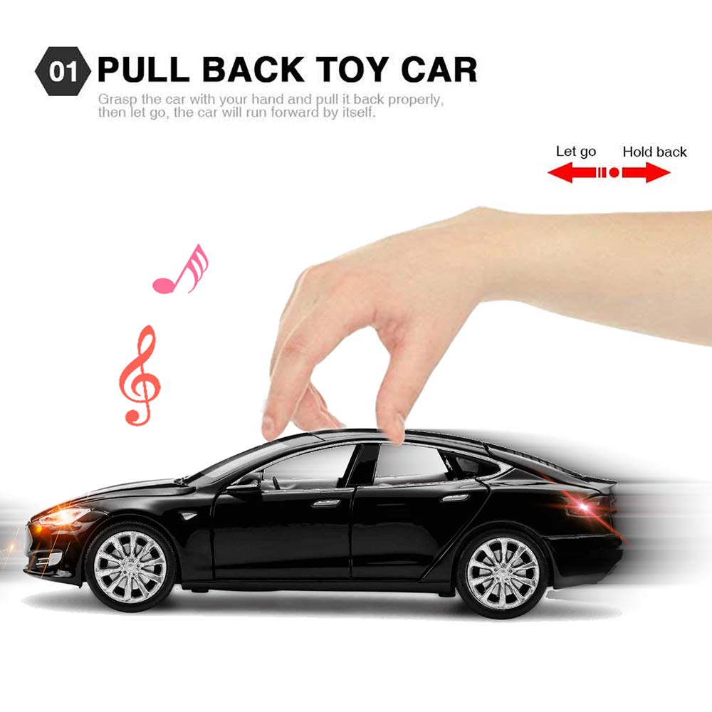 Toy Car Model S Alloy Model Cars Pull Back Vehicles 1/32 Scale Car Toys for Toddlers Kids (Black)