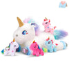 WEWILL 19" Rainbow Unicorn Stuffed Animal Set - Mommy Unicorn with 4 Babies, Plush Polyester Toys for Girls Ages 3-8, Perfect for Gifts