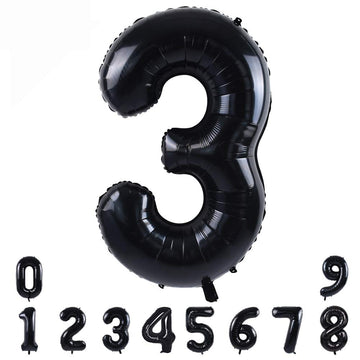 Toniful 40 Inch Black Large Numbers Balloons 0-9,Number 3 Digital 3 Helium Balloons,Foil Mylar Big Number Balloons For Birthday