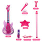 Takihon Guitar And Microphone Set For Kids,Guitar Toys With Music&Colorful Light,Adjustable Height Microphone With Stand,Karaoke