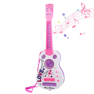 Kids Electric Guitar Toys For Ages 2-4, Musical Instruments For Toddlers 4 Strings Child Guitar With Flash Light Built In Music 2+ Year Old Boys Girls Gifts
