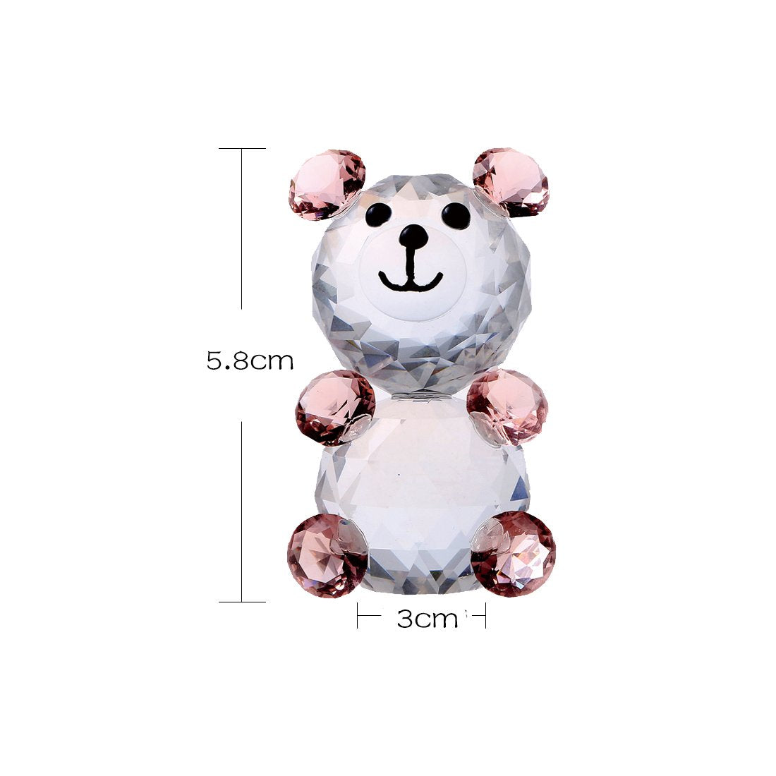 H&D Pink 3D Little Bear Crystal Figurine Paperweights Glass Xmas Decor