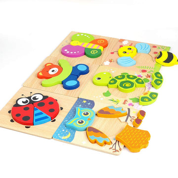 Toddler Puzzles, Wooden Jigsaw Animals Puzzles For 1 2 3 Year Old Girls Boys Toddlers, Educational Preschool Toys Gifts For Colors & Shapes Cognition Skill Learning