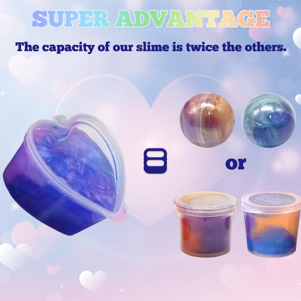 28Pcs Galaxy Slime Set, Heart Slime Stress Relief Fidget Toys For Kids Birthday Diy Favors Easter Basket Stuffers Eggs Filler Cl
