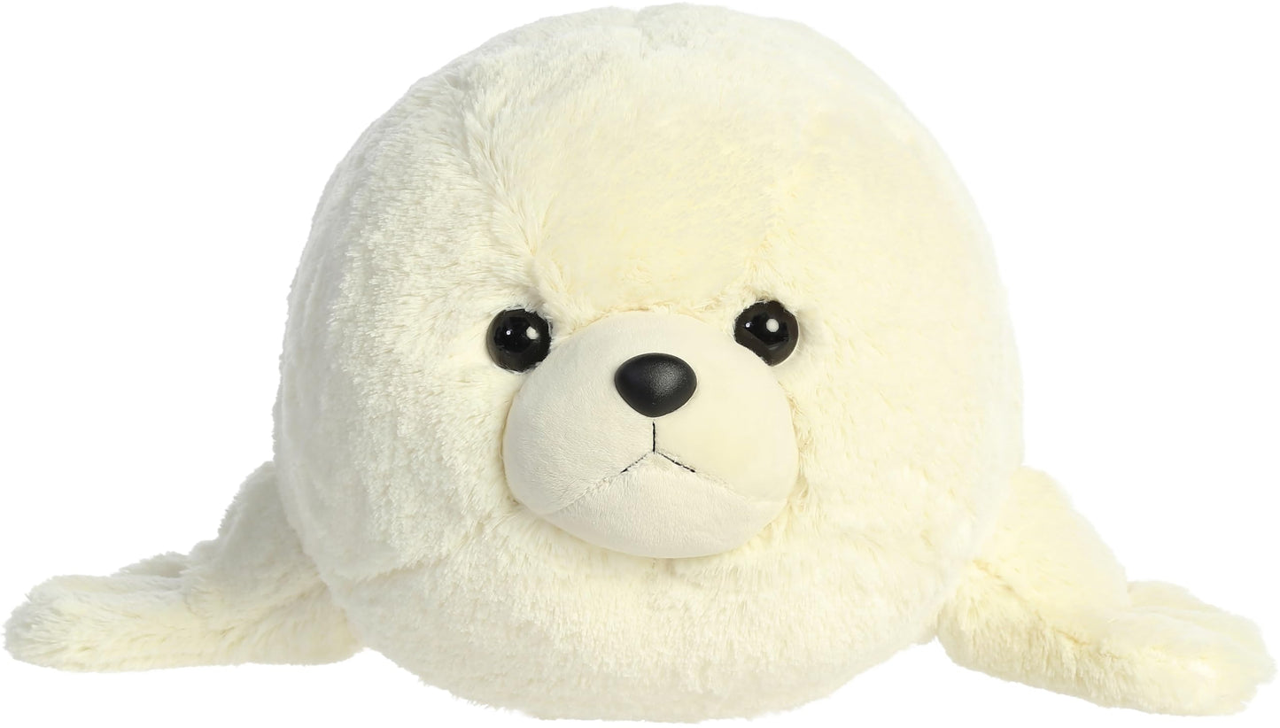 Aurora® Adorable Super Flopsie™ Baby Harp Seal Stuffed Animal - Playful Ease - Timeless Companions - White 30 Inches