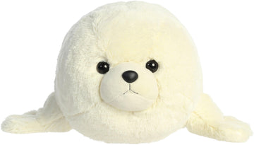 Aurora® Adorable Super Flopsie™ Baby Harp Seal Stuffed Animal - Playful Ease - Timeless Companions - White 30 Inches