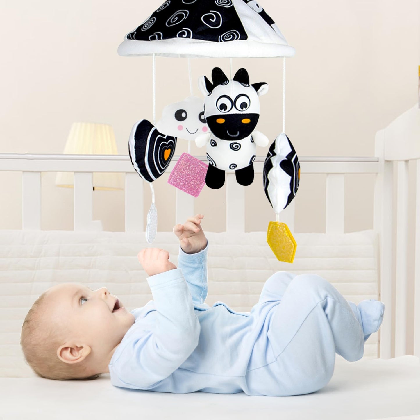 Kakiblin Black And White High Contrast Baby Toys,Car Seat Toys For Newborn,Hanging Baby Toy, Stroller Toy For 0 3 6 12 Months(13