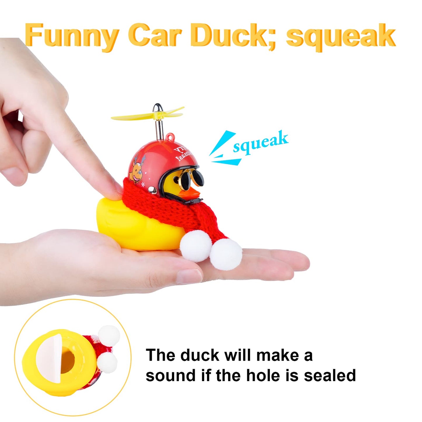 Mumyer Rubber Duck Car Ornaments Yellow Duck Car Dashboard Decorations For Christmas Decor With Mini Helmet Scarf And Sunglasses