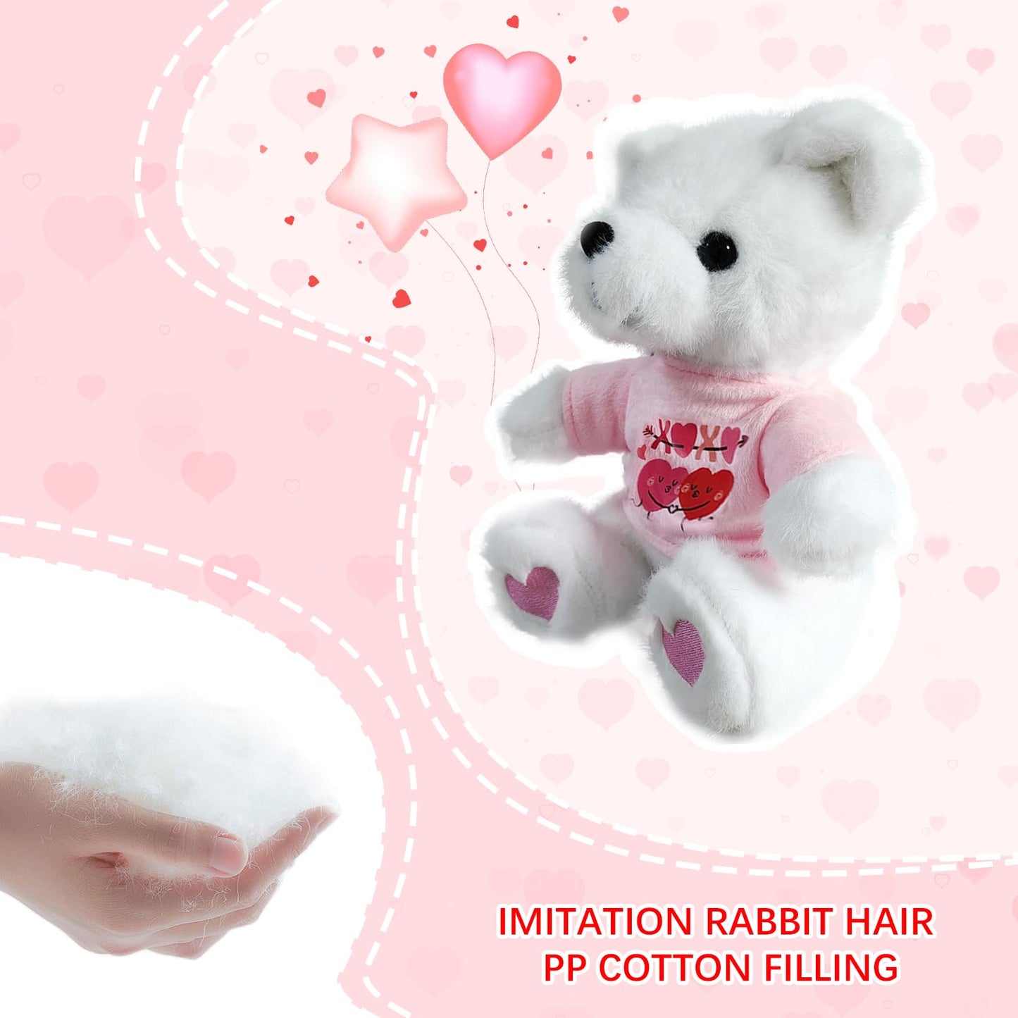 Ziyutam Valentines Day Teddy Bear Stuffed Animals With Heart White Teddy Bear Plush Toys Holiday Valentines Day Gifts For Her