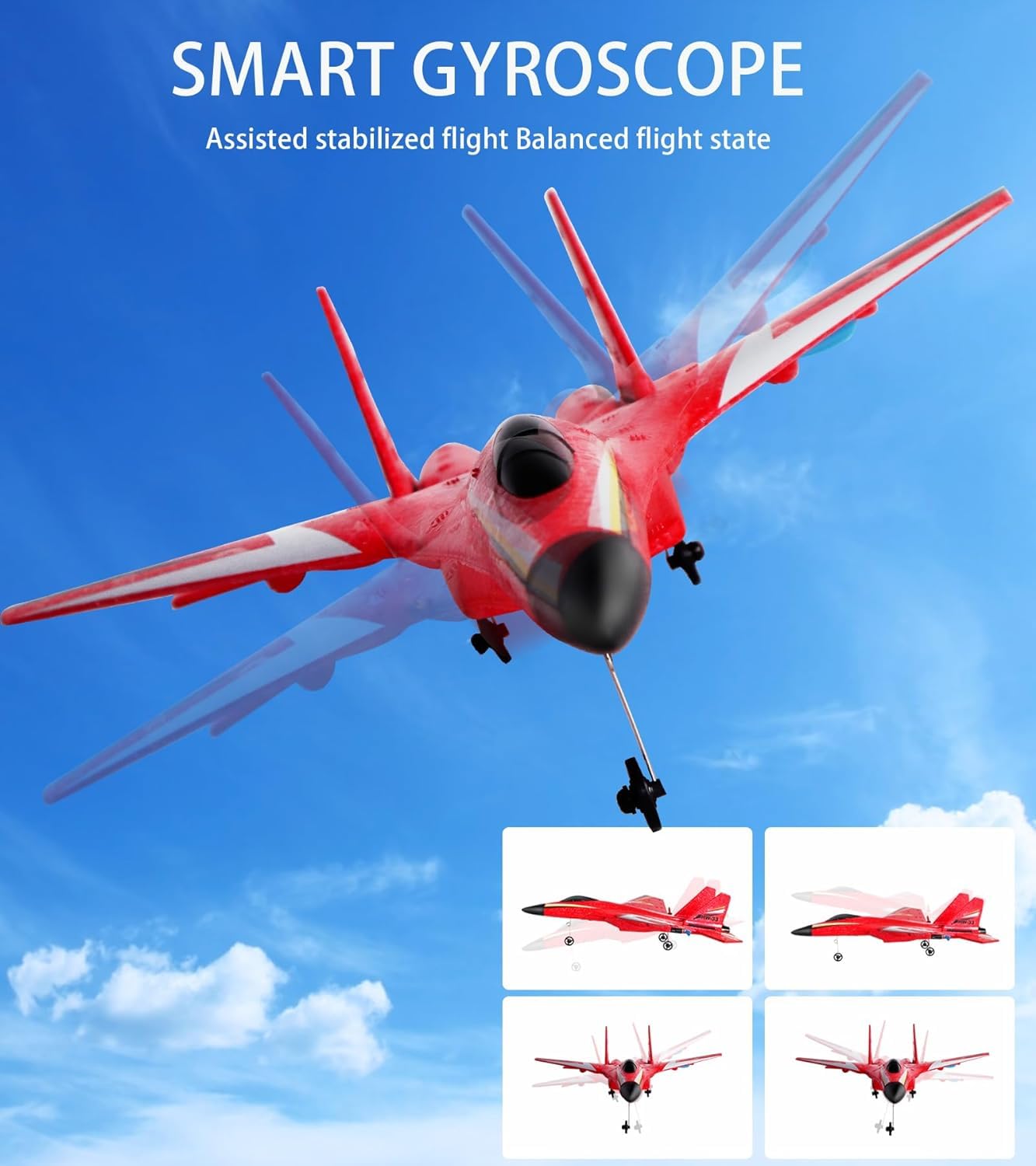 Crohorizon Rc Plane For Kids 12 Years And Up,2Ch Red Flying Fighter Plane,Foam Remote Control Airplane For Boys Girls With 2 Bat