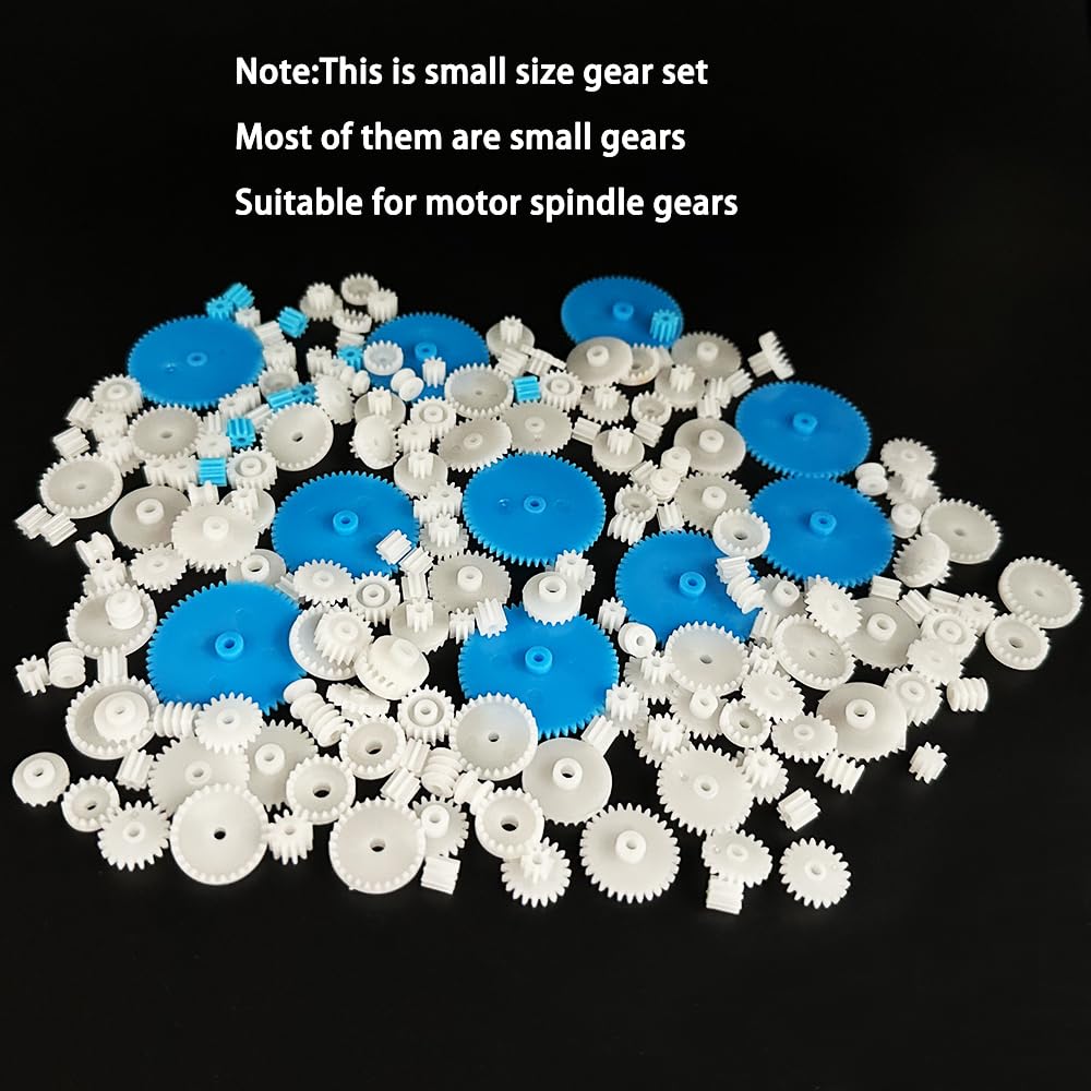 200Pcs Module 0.5 Plastic Gear Single Gear Spindle Gear Small Motor Gears For Dc Motor Rc Car Robot Diy Model Toy Parts (White,B