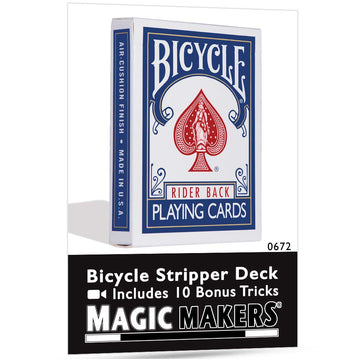 Magic Makers Bicycle Stripper Deck With 10 Bonus Tricks (Blue) - Tapered Magic Trick Deck