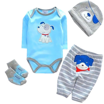 Maihao Reborn Baby Doll Clothes For 17-22 Inch Newborn Baby Doll Boy, Baby Doll Clothes Outfit Accessories Fit 17-22 Inch Baby Doll Boy?Puppy Pattern 4Pcs Set ?