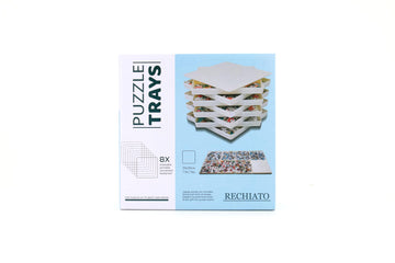 Rechiato 8 Puzzle Sorting Trays With Lid 8X8 Premiunm Puzzle Trays Gift For Puzzle Lovers For Puzzles Up To 1000-1500 Pieces,Puzzle Tray, Convenient Tool For Puzzle Lovers Blue And White