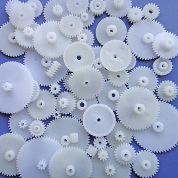 URIMPAVIDO 58PCS Small Plastic Gears Set for DC Motor DIY Model Toys - White, Ideal for RC Cars and Robots