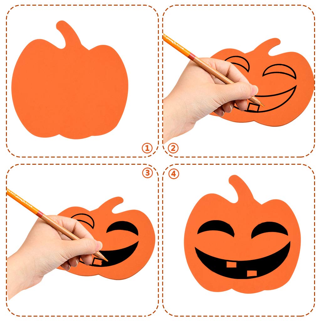 50pcs Foam Halloween Pumpkins Halloween Crafts Kit Foam DIY Pumpkin Decorating Pumpkin Shaped Foam Large Halloween Foam Pumpkin