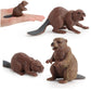 3Pcs Safari Animal Figurines, Toy Animals For Kids With Beavers, Cake Toppers