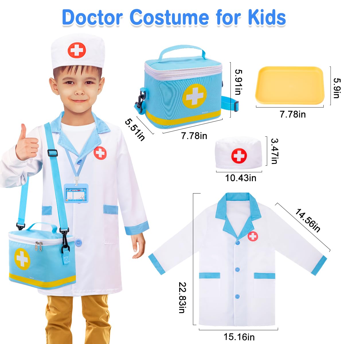 Meland Doctor Kit for Toddlers 3-5, Dentist Play Set with Teeth for Kids Pretend Play Kids Toys Birthday Gift for Toddler Boys A