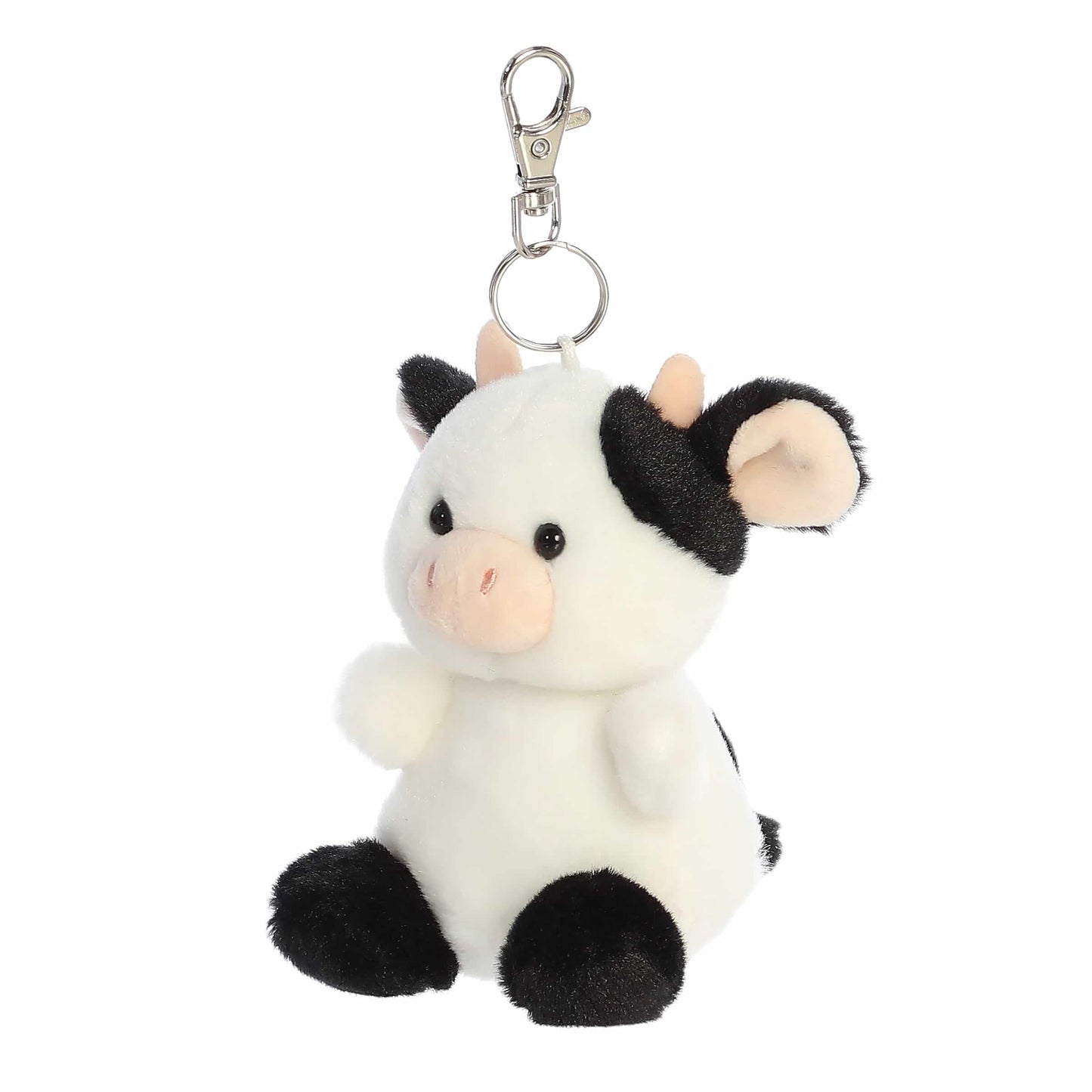 Aurora Adorable Palm Pals Sweetie Cow Clip-On- Fun Collectible Plush For Kids and mature-themed Collectors - Perfect For Backpacks and Birthday Gifts - White 4 Inches